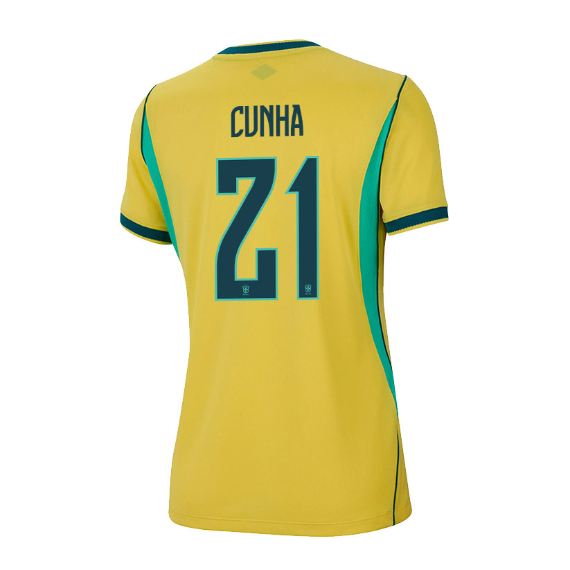 Matheus Cunha 21 Women's Brazil National Team 2026 Home Jersey - Yellow - Jersey Teams