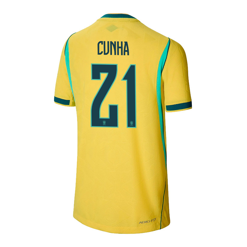 Matheus Cunha 21 Youth Brazil National Team 2026 Home Jersey - Yellow - Jersey Teams