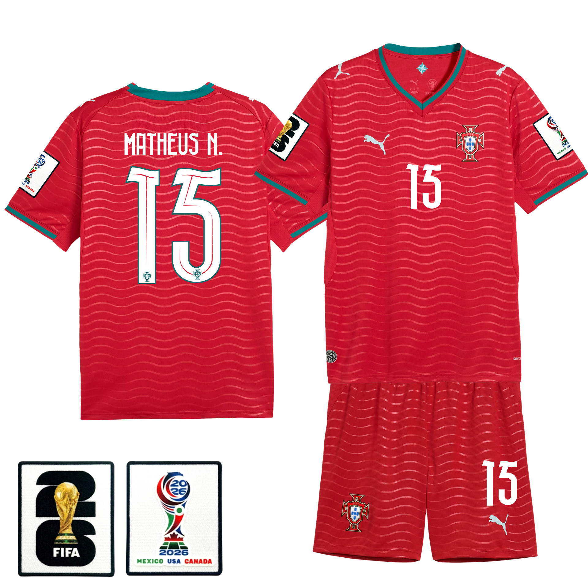 Matheus Nunes 15 Portugal 2026 Home Men Jersey & Shorts Set – Red – Jersey Teams