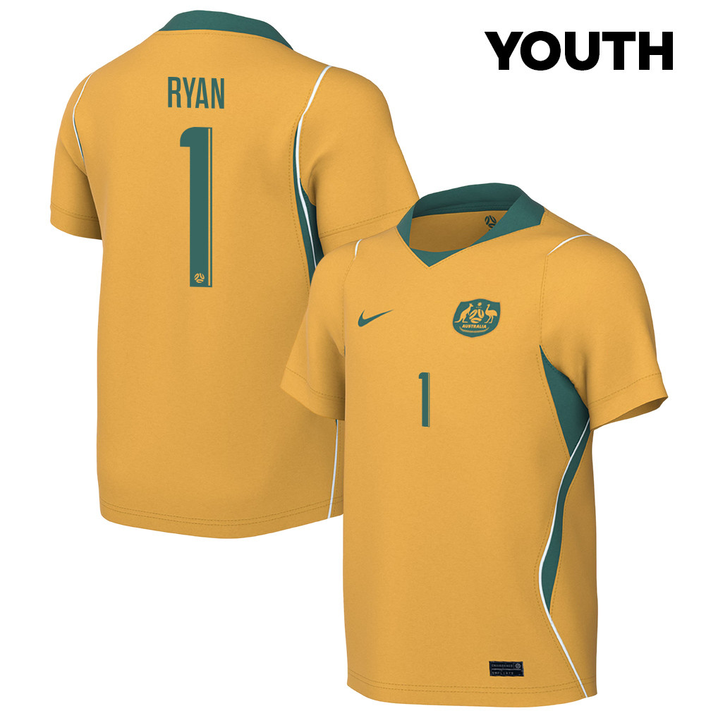 Mathew Ryan 1 Youth Australia National Team 2026 Home Jersey - Yellow - Jersey Teams