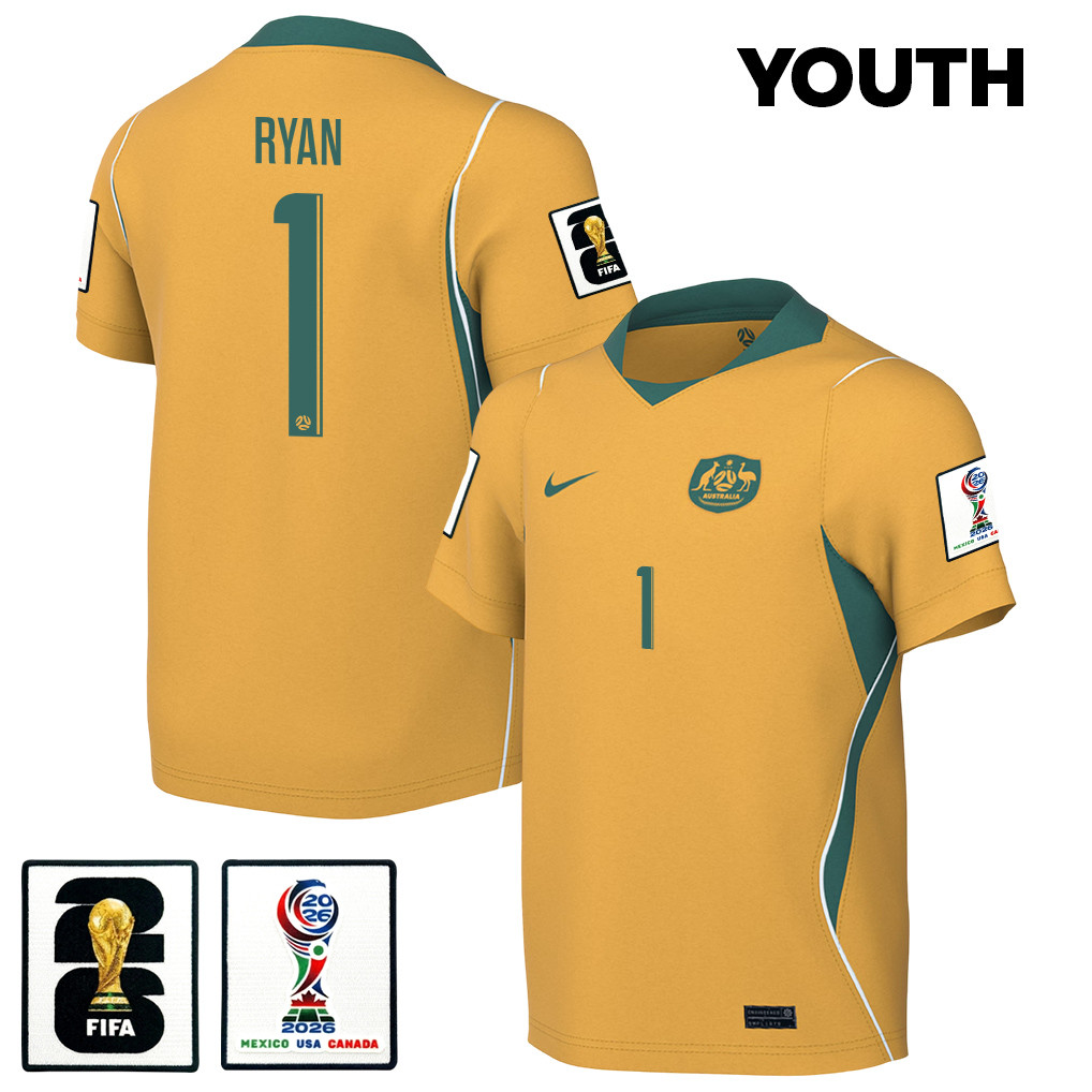 Mathew Ryan 1 Youth Australia National Team 2026 Home Jersey - Yellow - Jersey Teams
