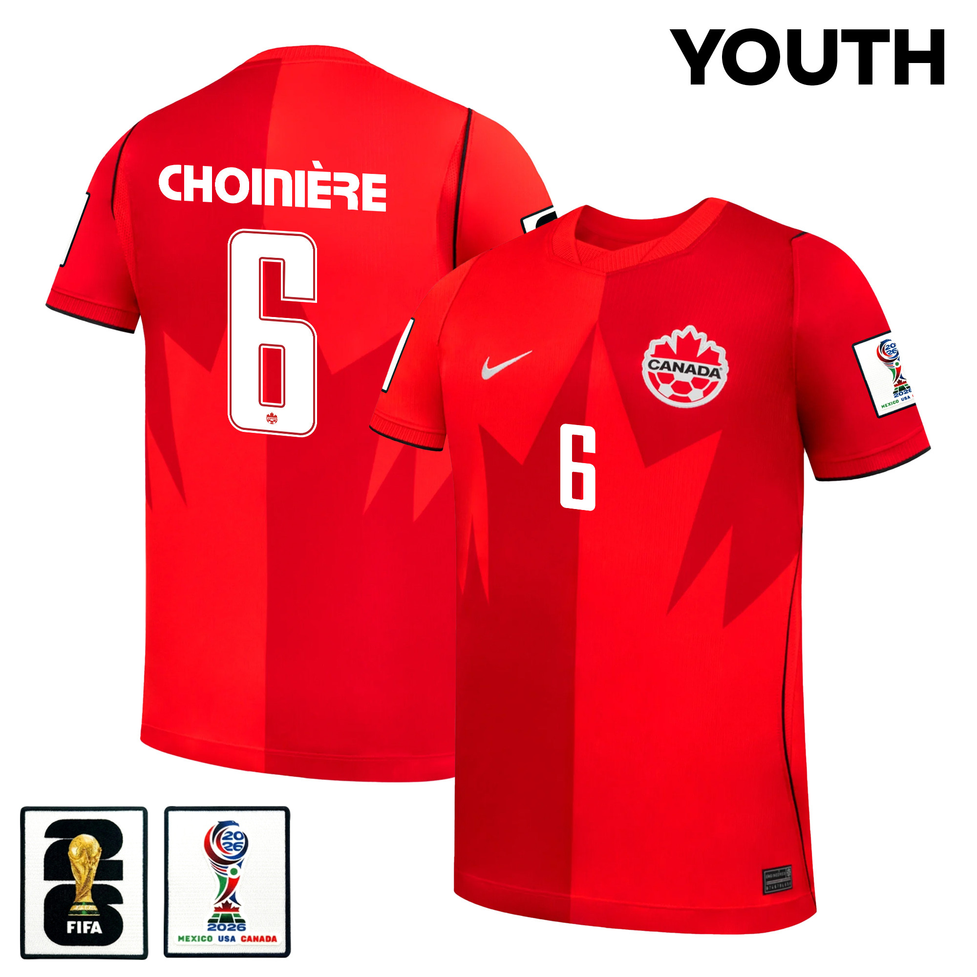 Mathieu Choinière 6 Youth Canada National Team 2026 Home Jersey - Red - Jersey Teams