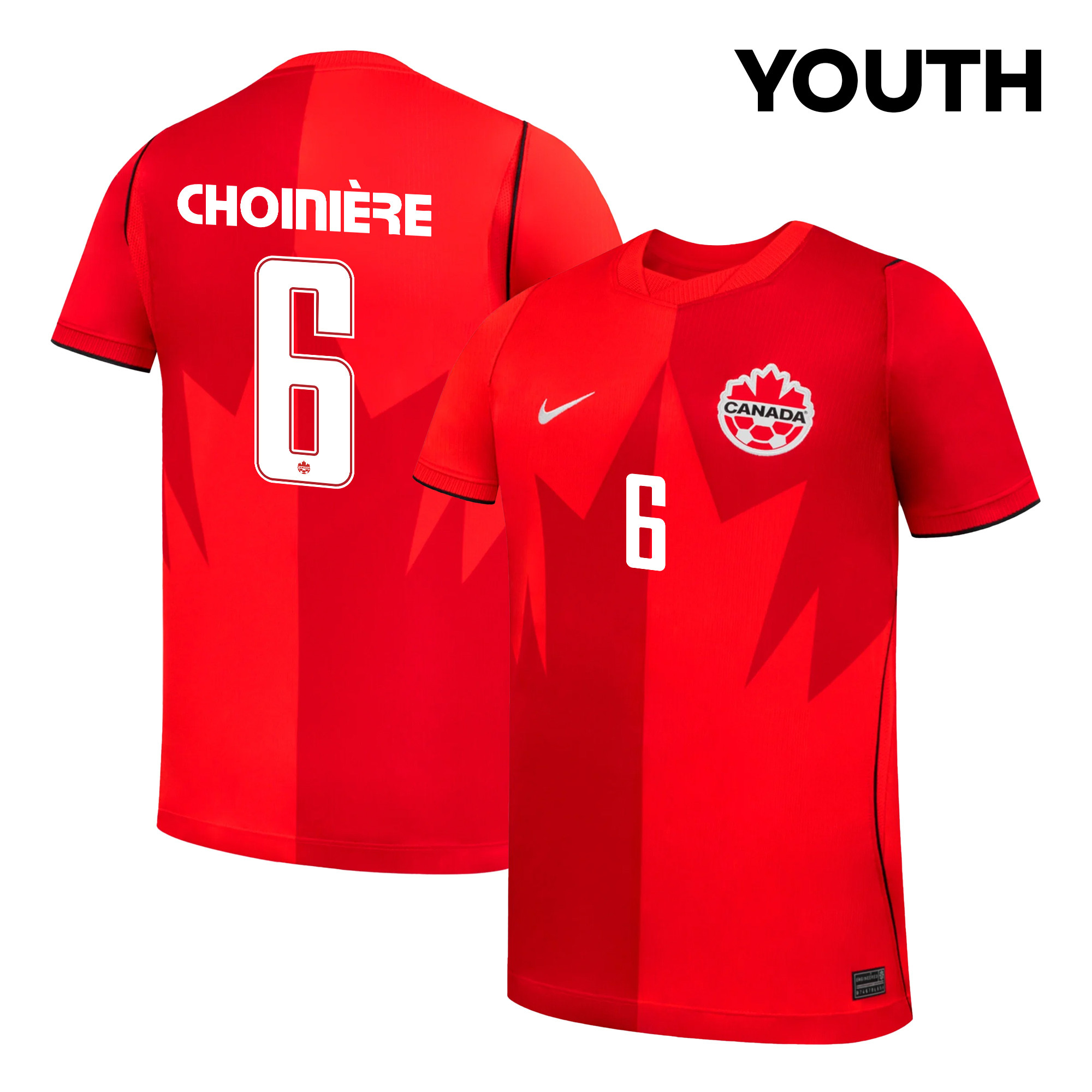 Mathieu Choinière 6 Youth Canada National Team 2026 Home Jersey - Red - Jersey Teams