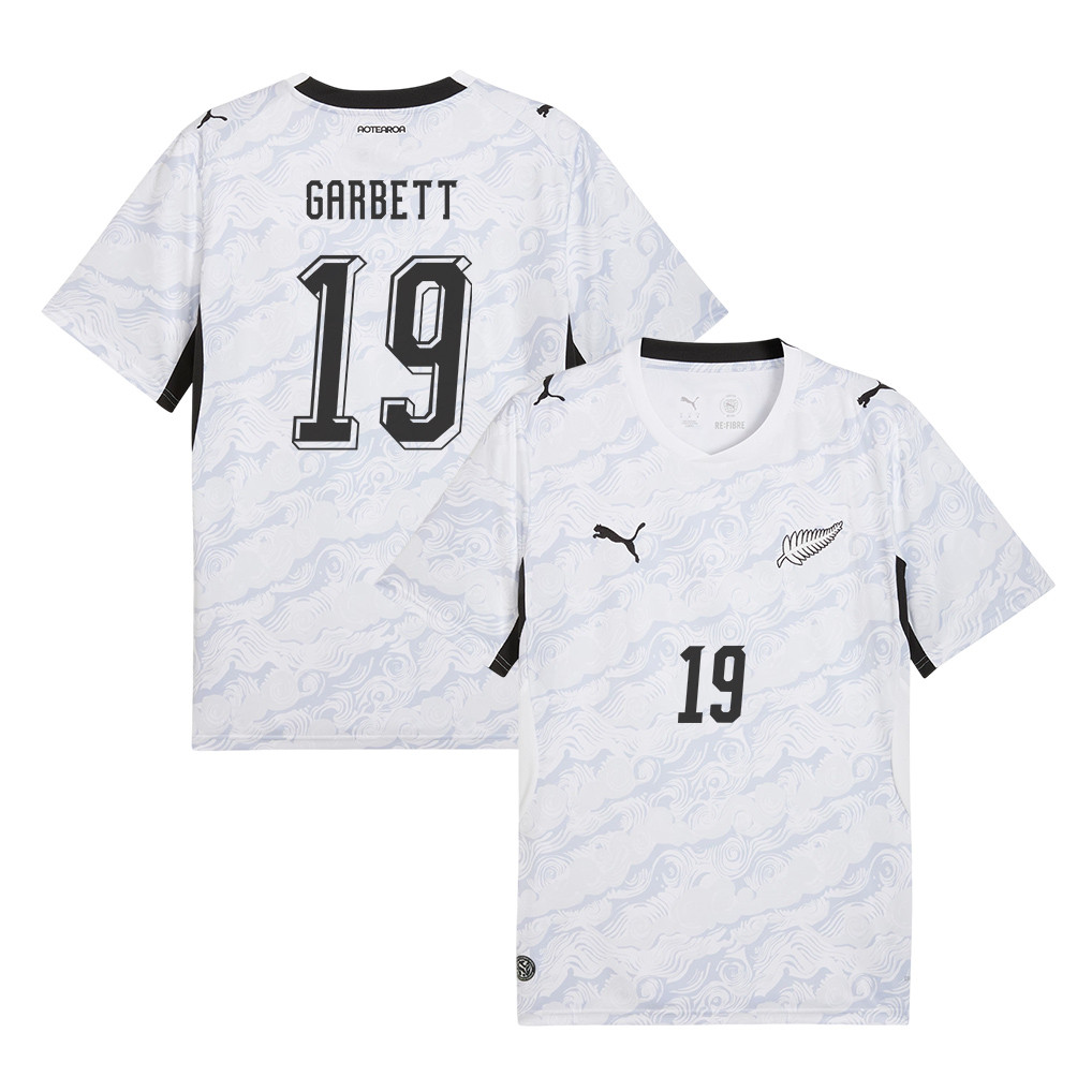 Matthew Garbett 19 New Zealand National Team 2026 Away Jersey - White, Men - Jersey Teams