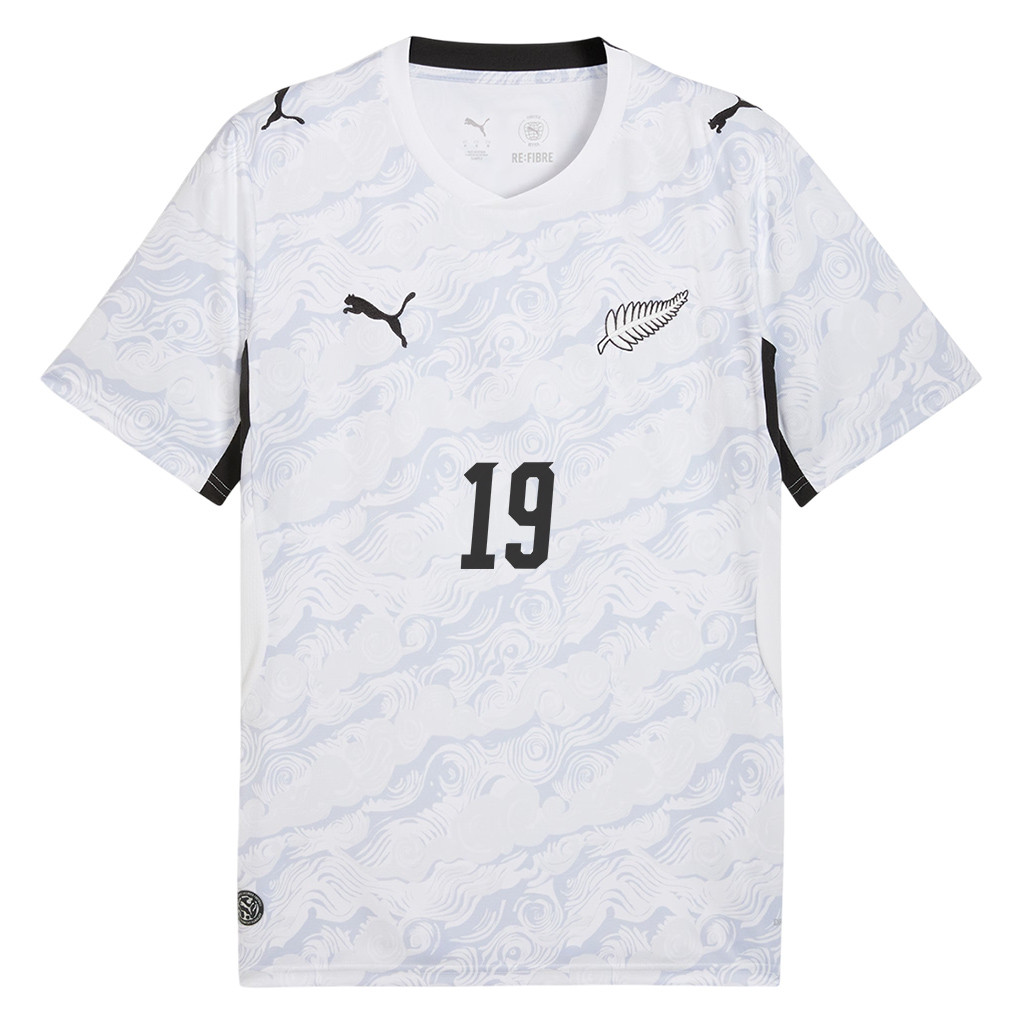 Matthew Garbett 19 New Zealand National Team 2026 Away Jersey - White, Men - Jersey Teams