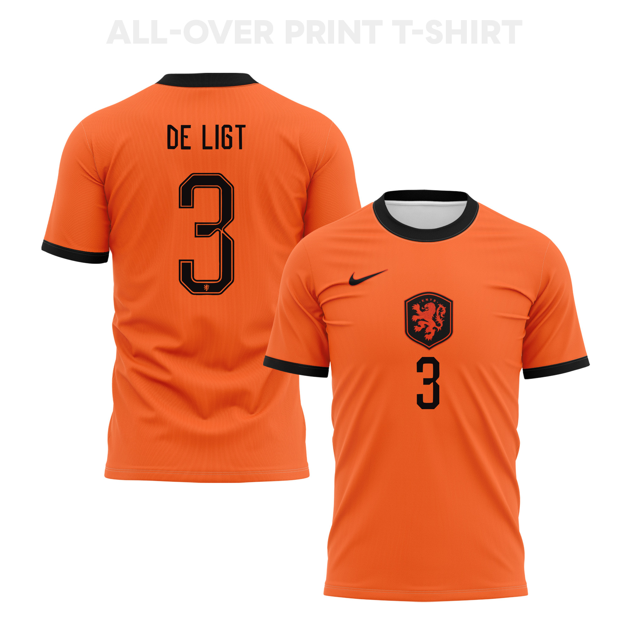 Matthijs de Ligt 3 Netherlands 2026 Home 3D T-Shirt Fully Printed – Unisex, Orange - Jersey Teams