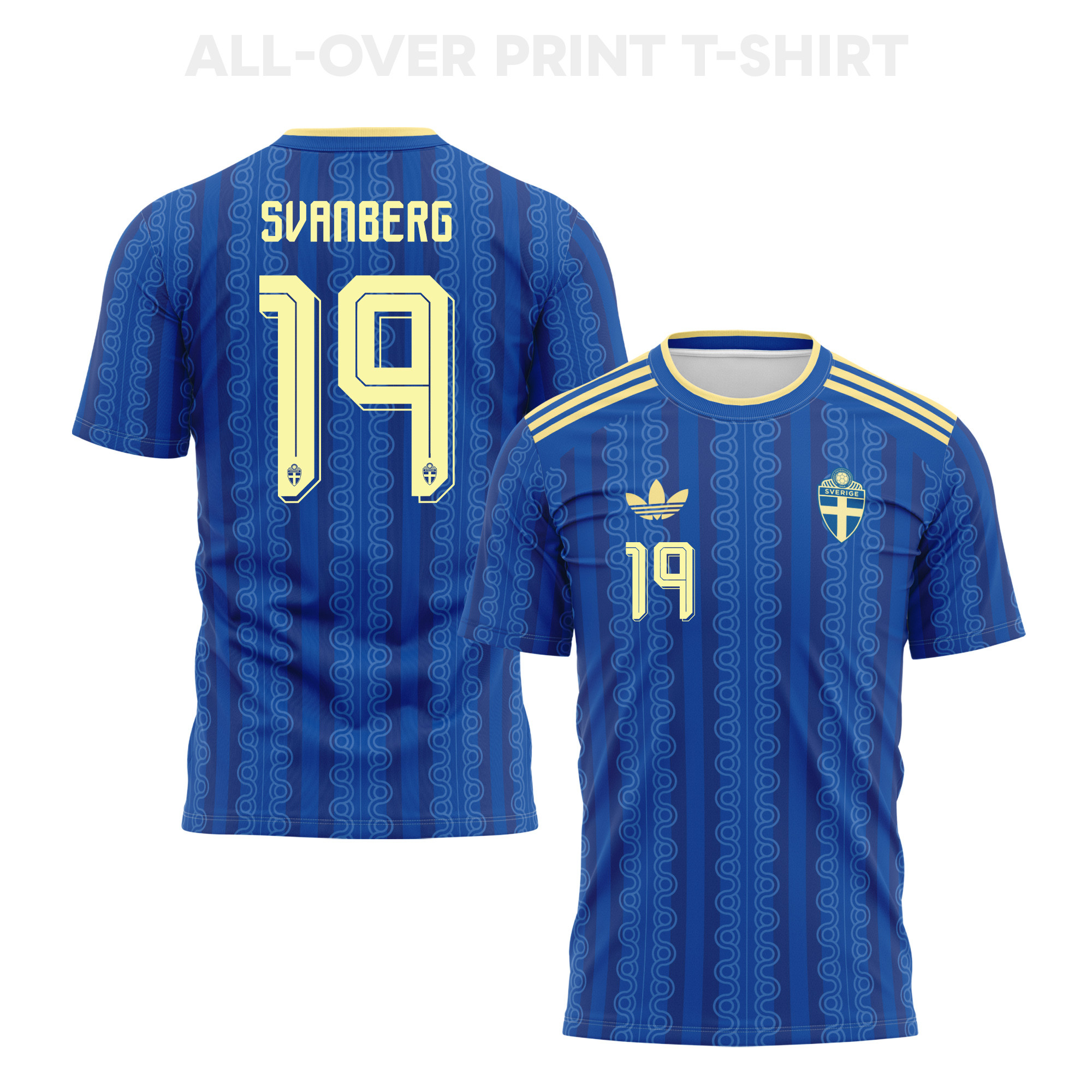 Mattias Svanberg 19 Sweden 2026 Away 3D T-Shirt Fully Printed – Unisex, Blue - Jersey Teams