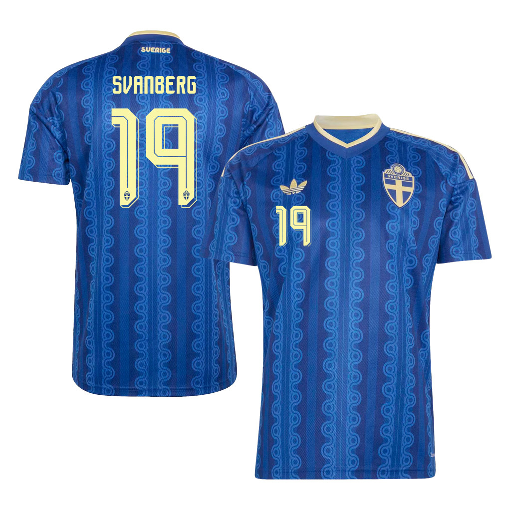 Mattias Svanberg 19 Sweden National Team 2026 Away Jersey - Blue, Men - Jersey Teams