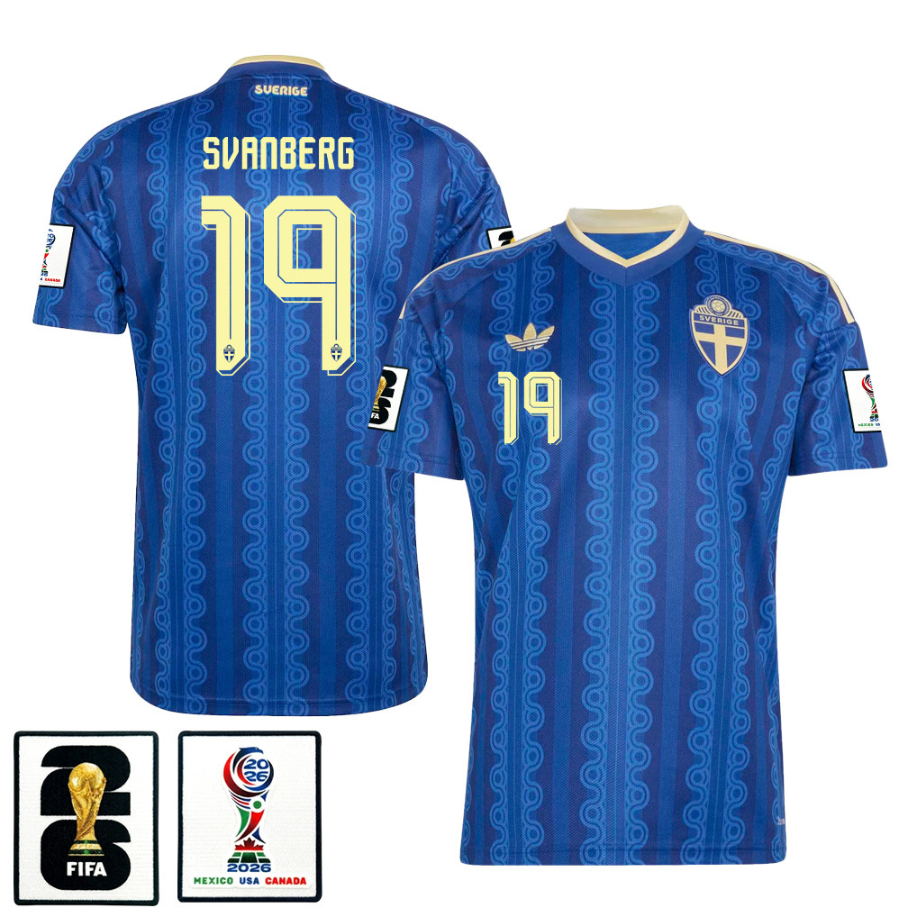 Mattias Svanberg 19 Sweden National Team 2026 Away Jersey - Blue, Men - Jersey Teams