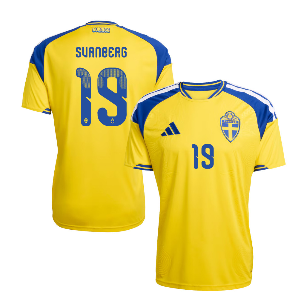 Mattias Svanberg 19 Sweden National Team 2026 Home Jersey - Yellow, Men - Jersey Teams