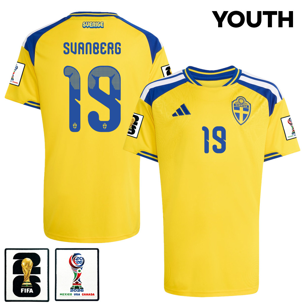 Mattias Svanberg 19 Youth Sweden National Team 2026 Home Jersey - Yellow - Jersey Teams
