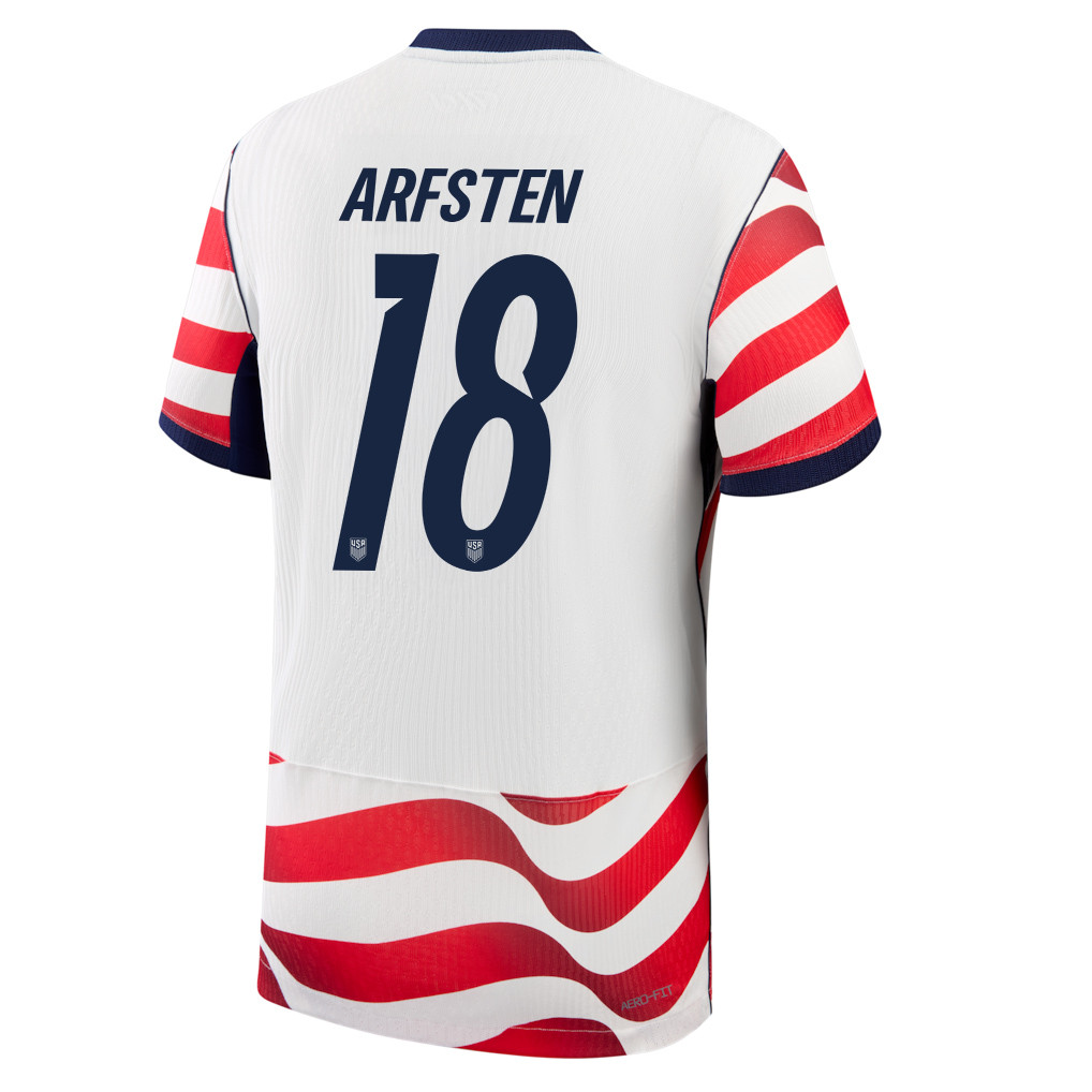 Max Arfsten 18 USMNT 2026 Home Match Jersey - White, Men - Jersey Teams