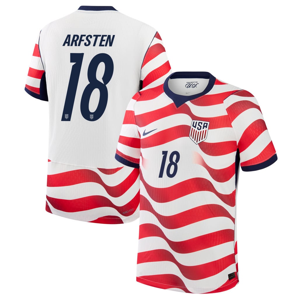 Max Arfsten 18 USMNT 2026 Home Match Jersey - White, Men - Jersey Teams