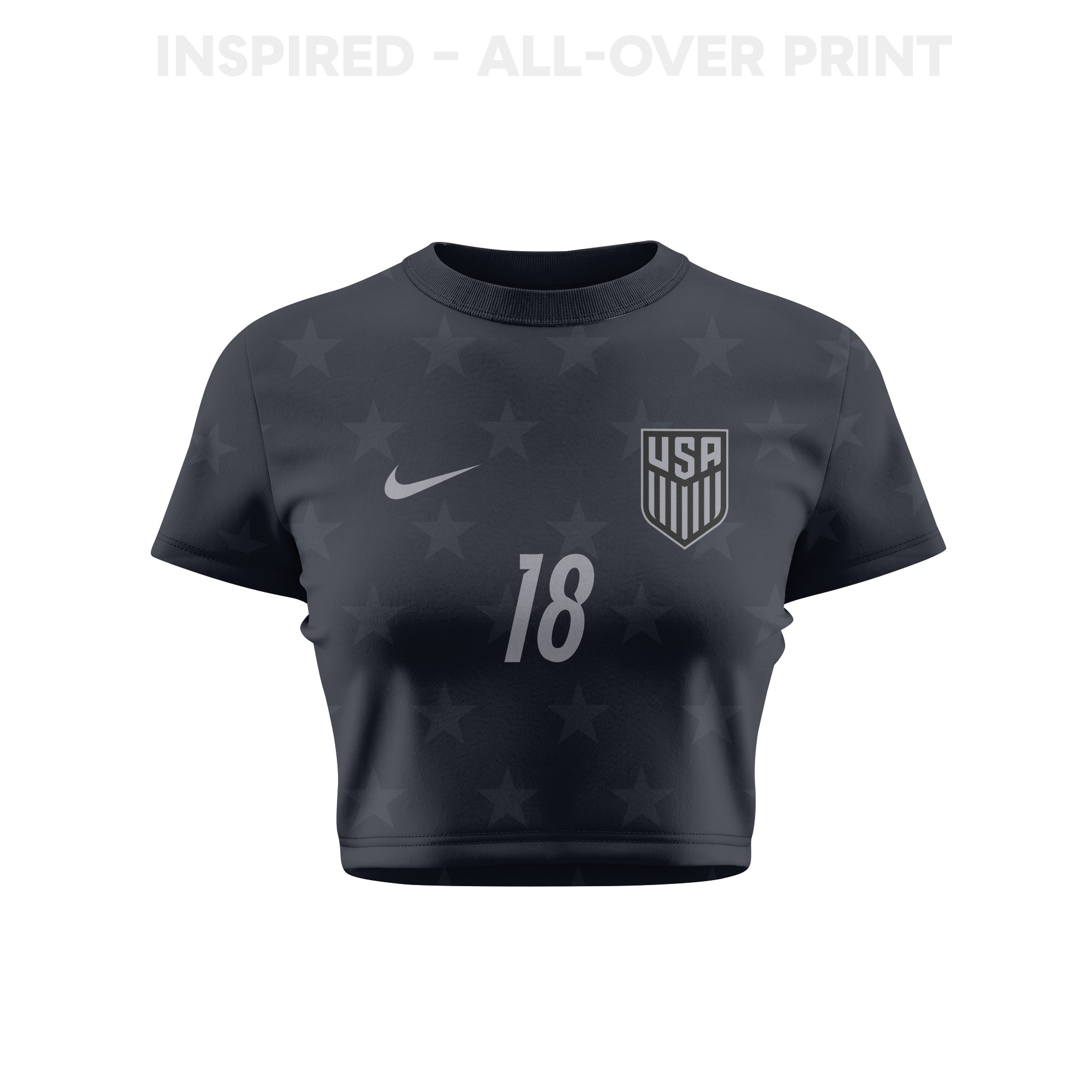Max Arfsten 18 USMNT 2026 Women's Away All-Over Print Cropped Jersey - Black - Jersey Teams