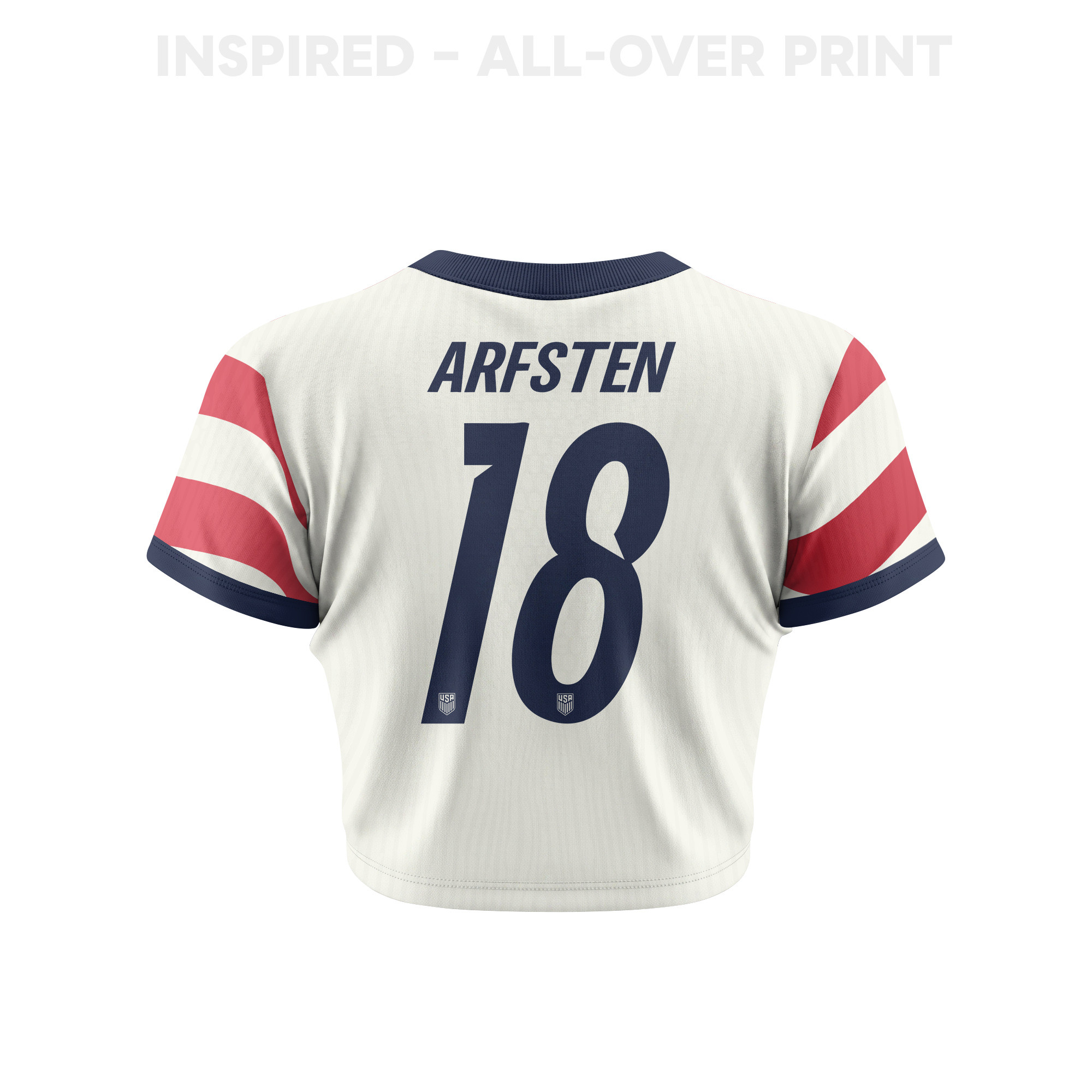Max Arfsten 18 Women's USMNT 2026 Home All-Over Print Cropped Jersey - Jersey Teams