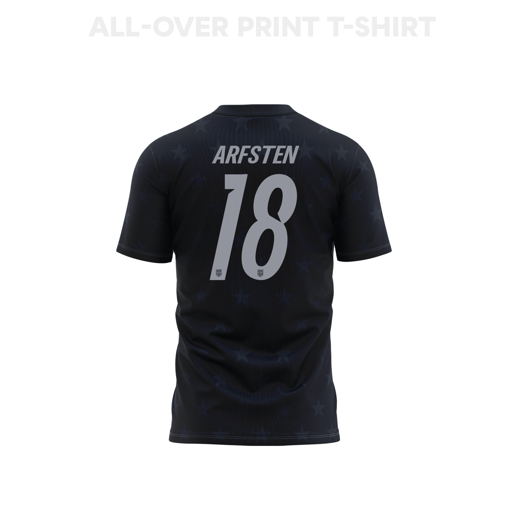 Max Arfsten 18 Youth USMNT 2026 Away 3D T-shirt Fully Printed – Black - Jersey Teams