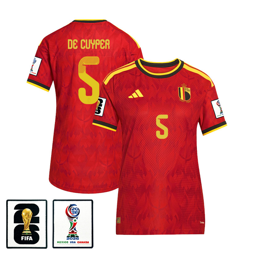 Maxim De Cuyper 5 Women’s Belgium National Team 2026 Home Jersey – Red – Jersey Teams