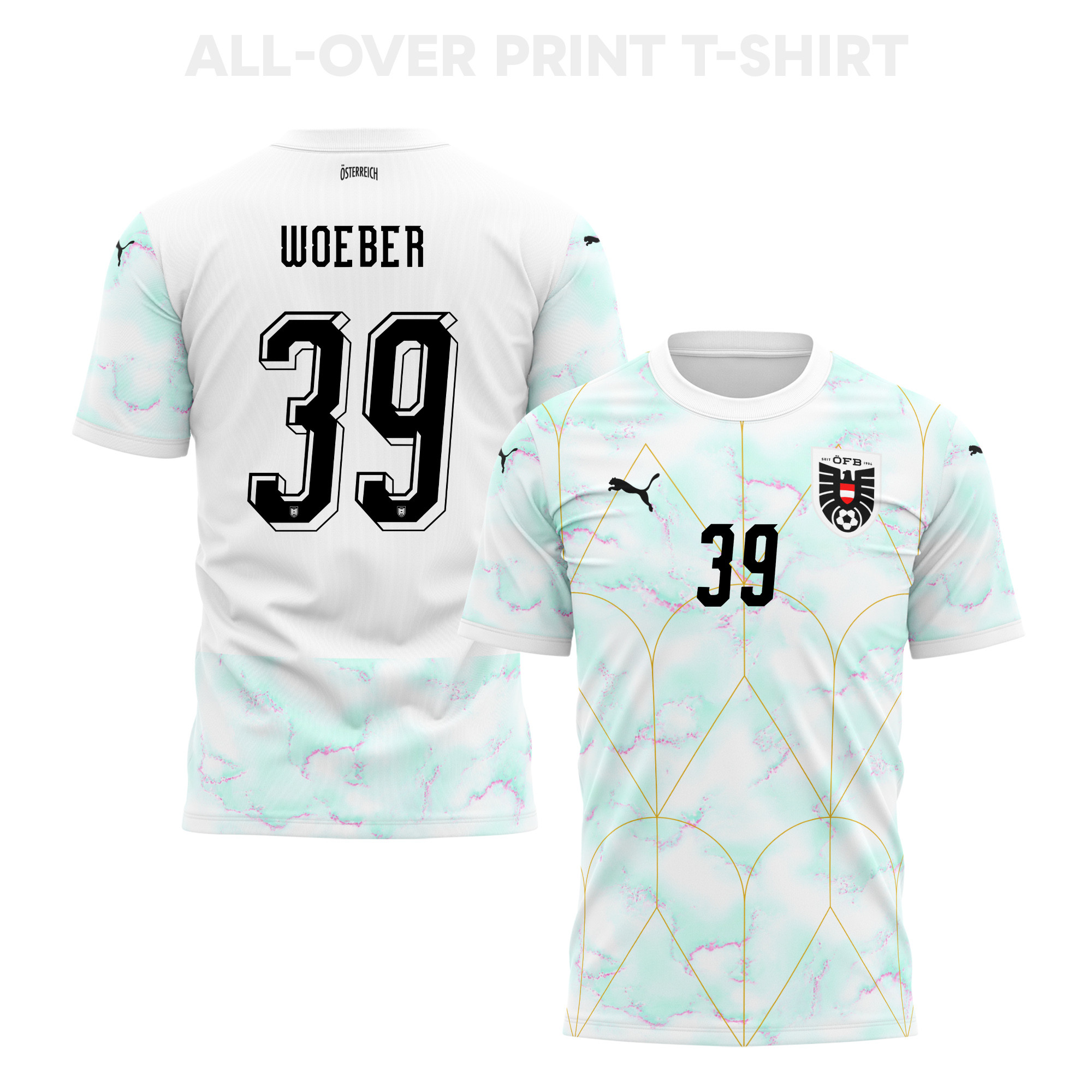 Maximilian Woeber 39 Austria 2026 Away 3D T-Shirt Fully Printed – Unisex, White - Jersey Teams