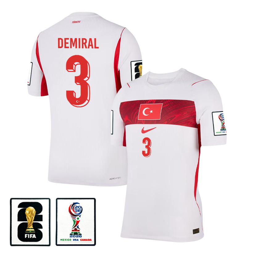 Merih Demiral 3 Turkey National Team 2026 Away Jersey - White, Men - Jersey Teams