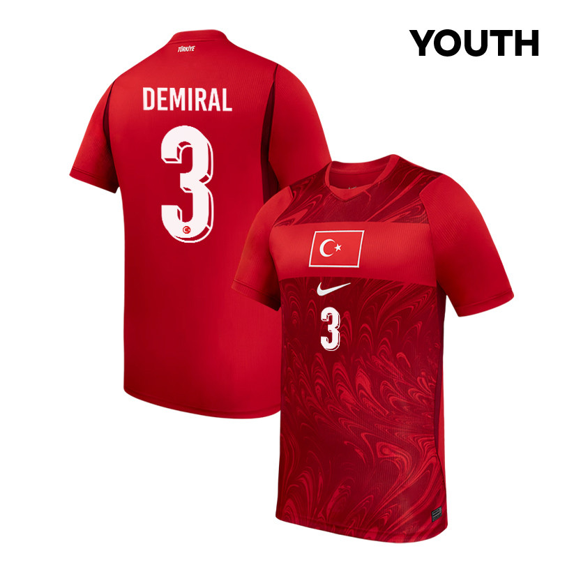 Merih Demiral 3 Youth Turkey National Team 2026 Home Jersey - Red - Jersey Teams