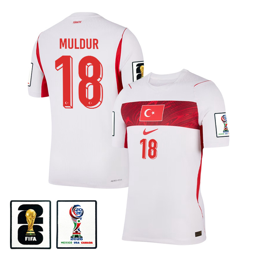 Mert Muldur 18 Turkey National Team 2026 Away Jersey - White, Men - Jersey Teams