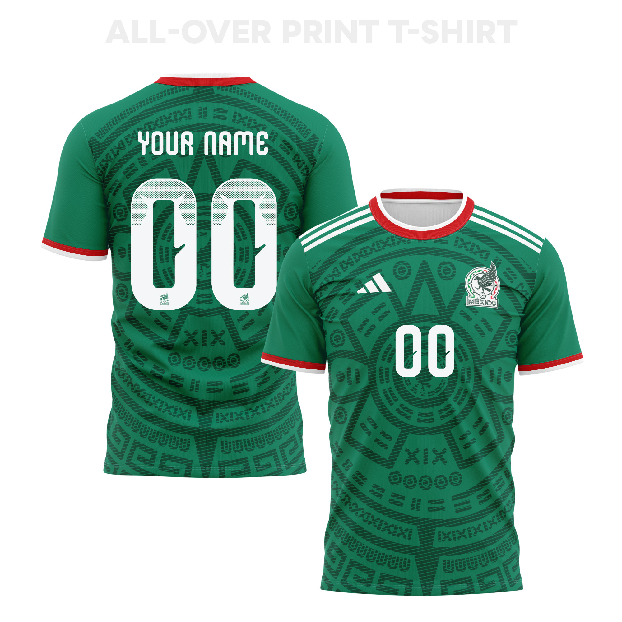 Mexico 2026 Home 3D T-Shirt Fully Printed – Personalized – Unisex, Green - Jersey Teams