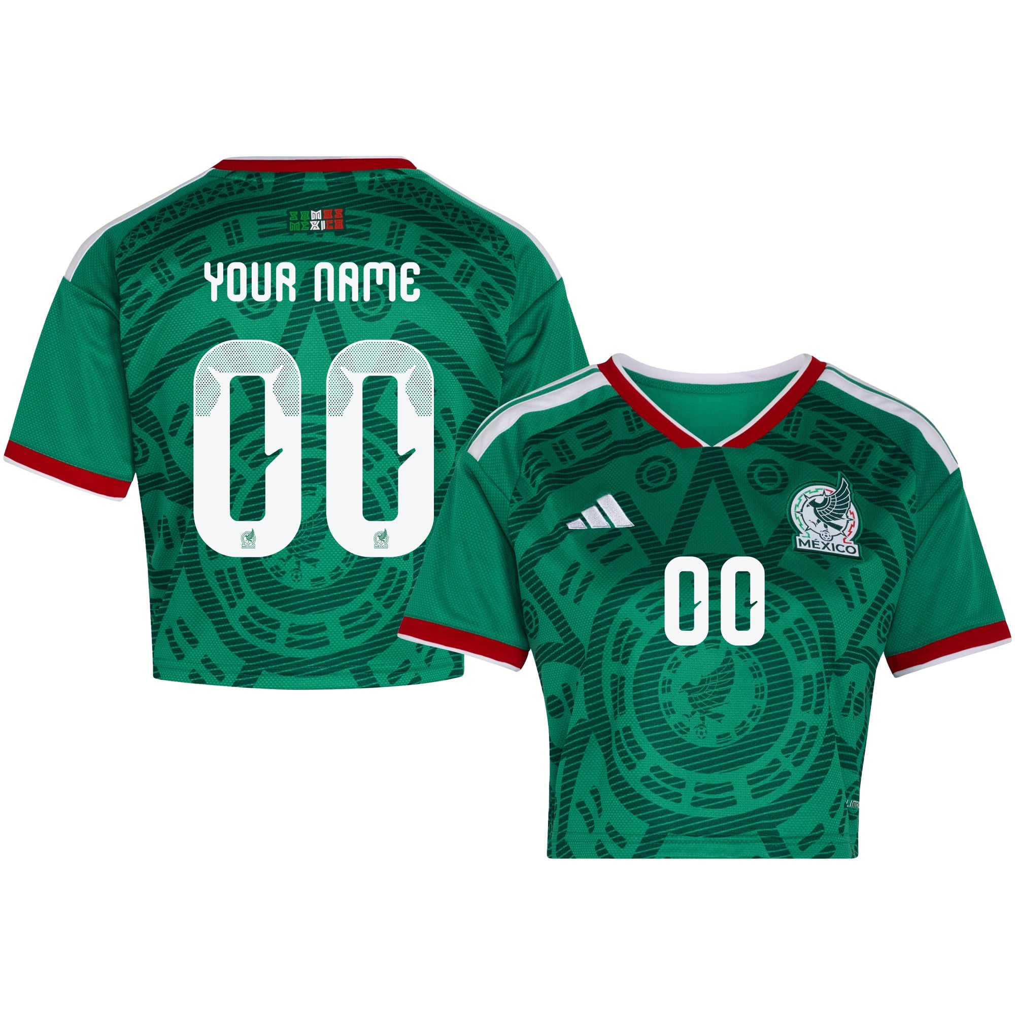 Mexico 2026 Home Personalized Women’s Cropped Jersey - Green - Jersey Teams