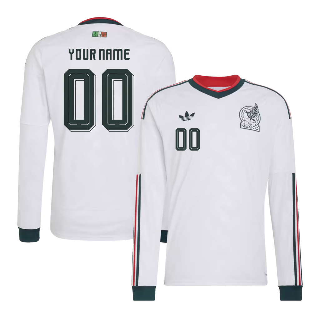 Mexico National Team 2026 Away Long Sleeve Jersey - Personalized - White - Jersey Teams