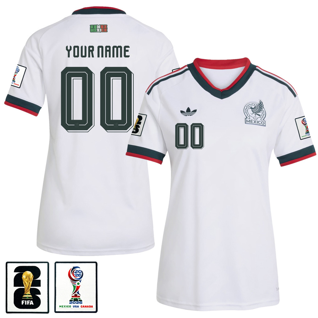 Mexico National Team 2026 Women's Away Jersey - Personalized - White - Jersey Teams