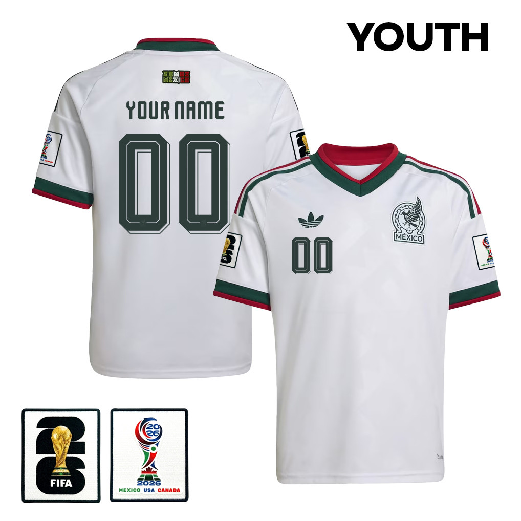 Mexico National Team 2026 Youth Away Jersey - Personalized - White - Jersey Teams