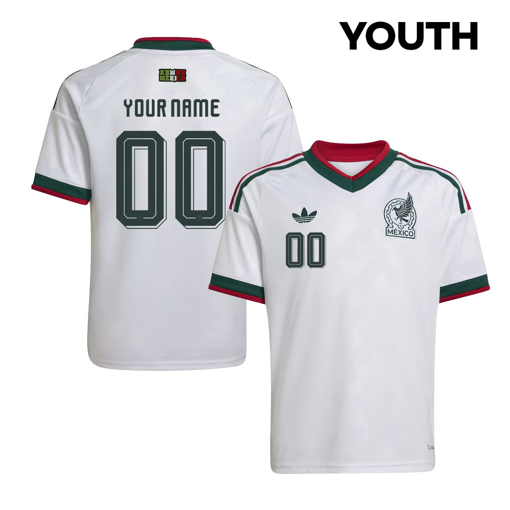 Mexico National Team 2026 Youth Away Jersey - Personalized - White - Jersey Teams