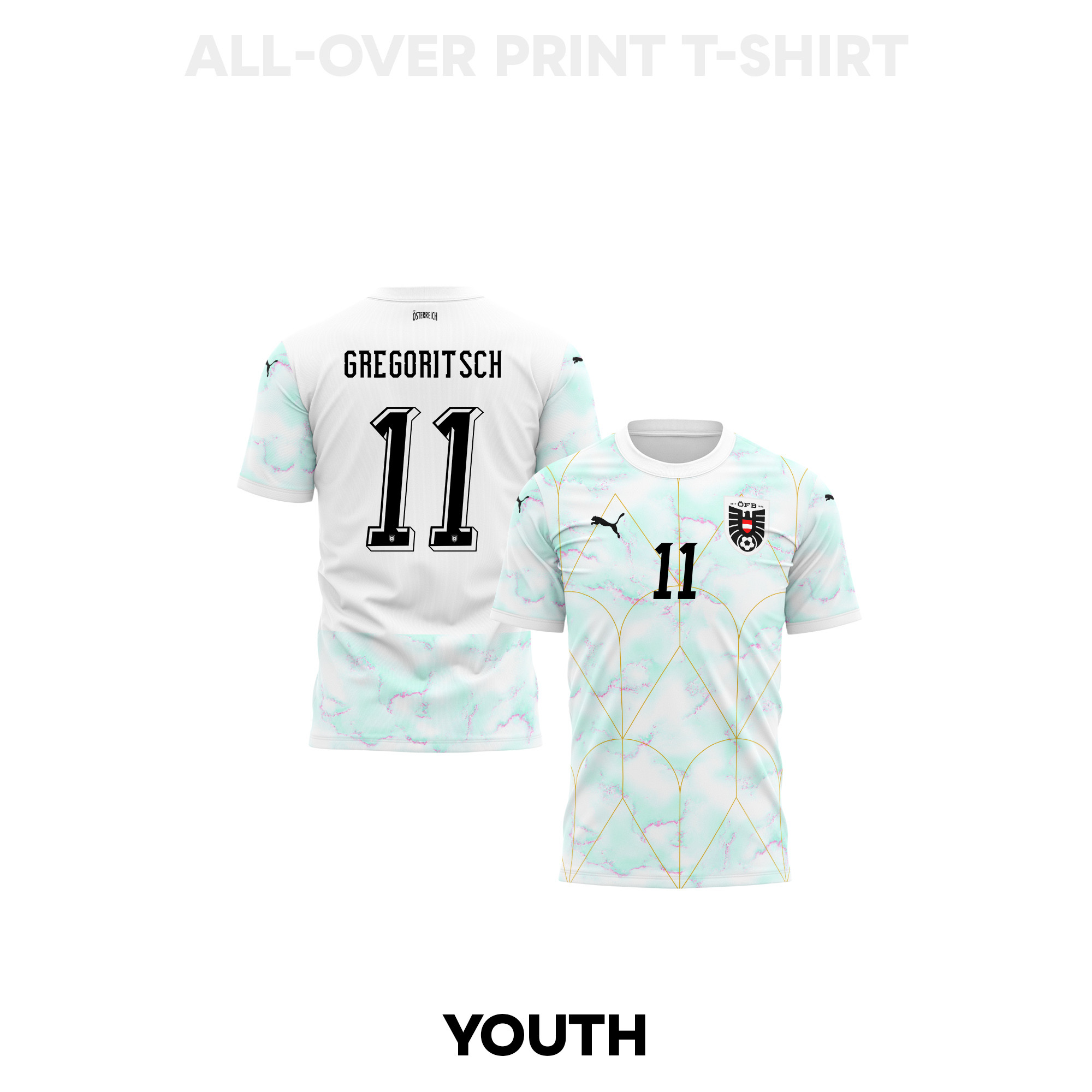 Michael Gregoritsch 11 Youth Austria 2026 Away 3D T-shirt Fully Printed – White - Jersey Teams