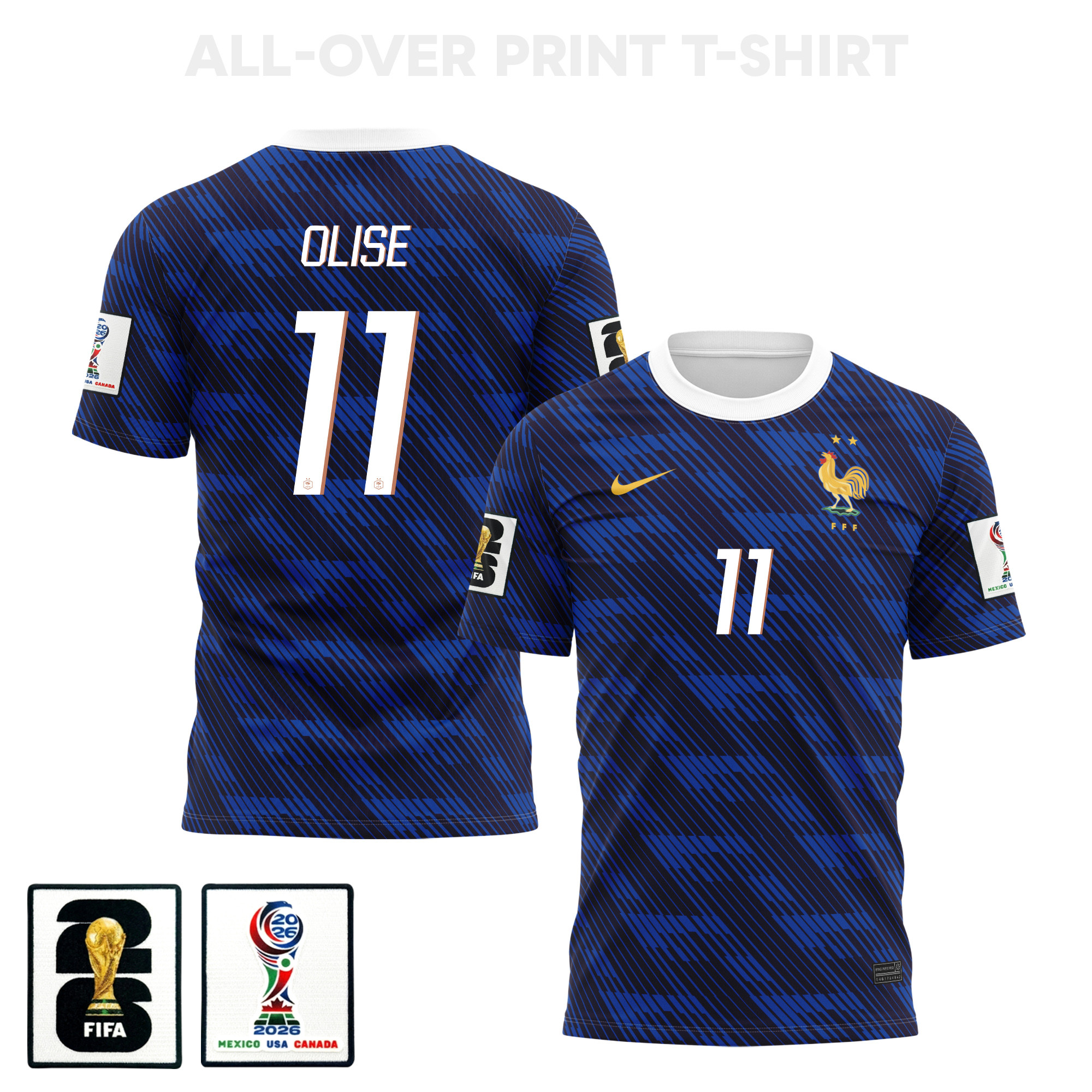 Michael Olise 11 France 2026 Home 3D T-Shirt Fully Printed – Unisex, Blue - Jersey Teams