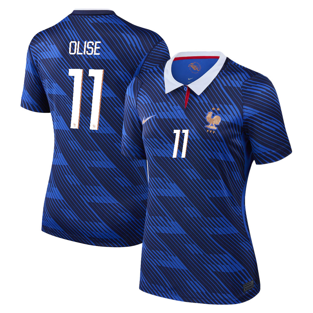 Michael Olise 11 Women's France National Team 2026 Home Jersey - Blue - Jersey Teams