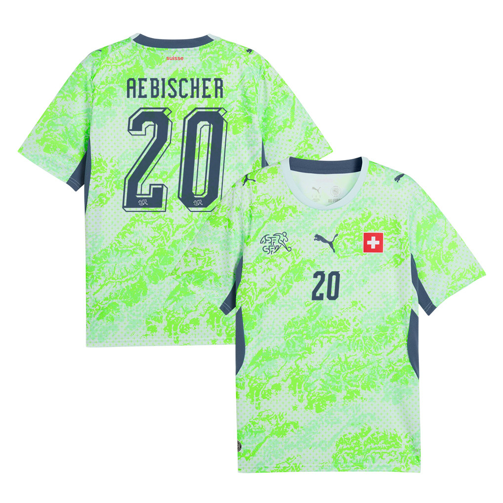Michel Aebischer 20 Switzerland National Team 2026 Away Jersey - Men, Green - Jersey Teams