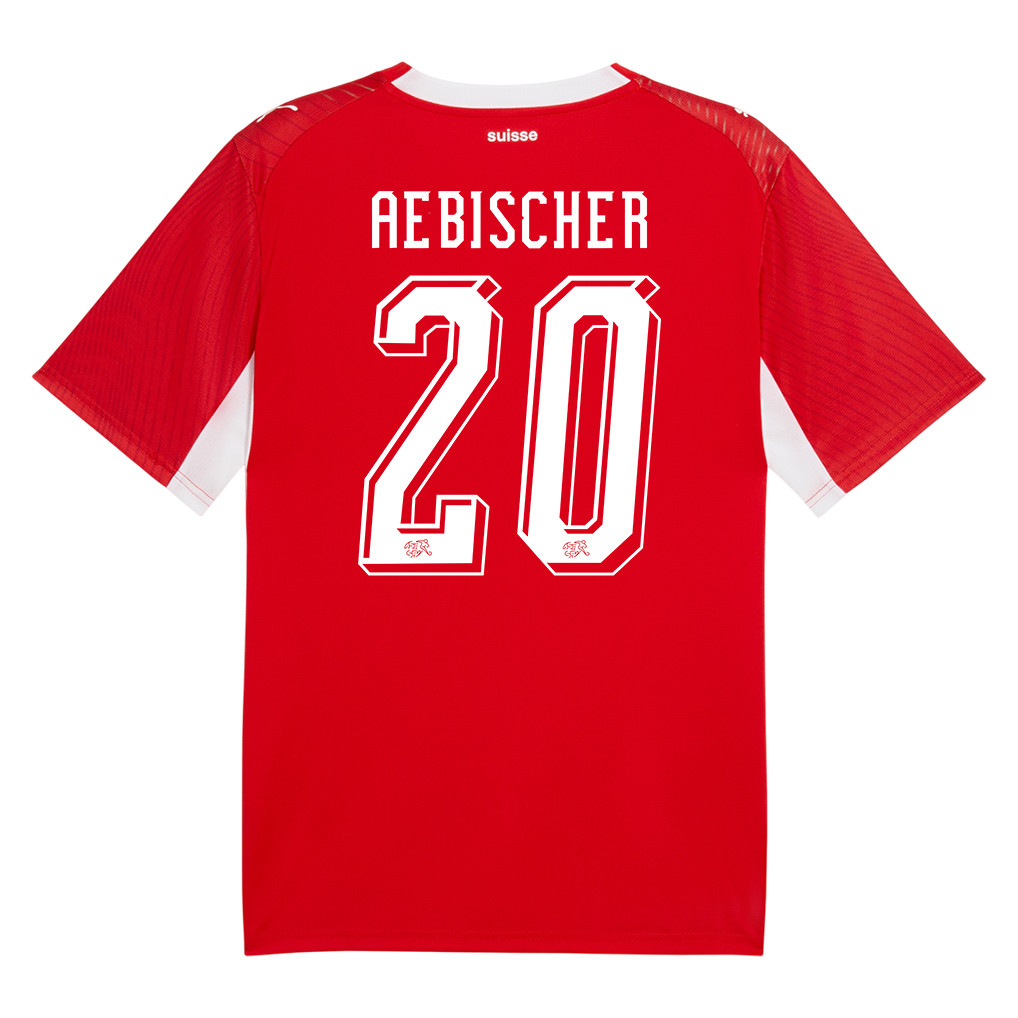 Michel Aebischer 20 Switzerland National Team 2026 x World Cup Patch Home Jersey - Red, Men - Jersey Teams