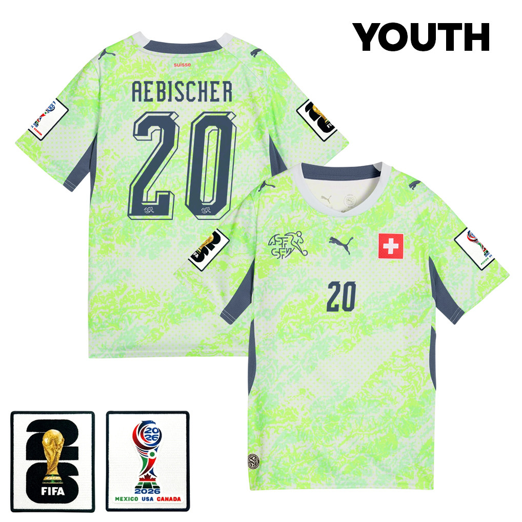 Michel Aebischer 20 Youth Switzerland National Team 2026 Away Jersey - Green - Jersey Teams
