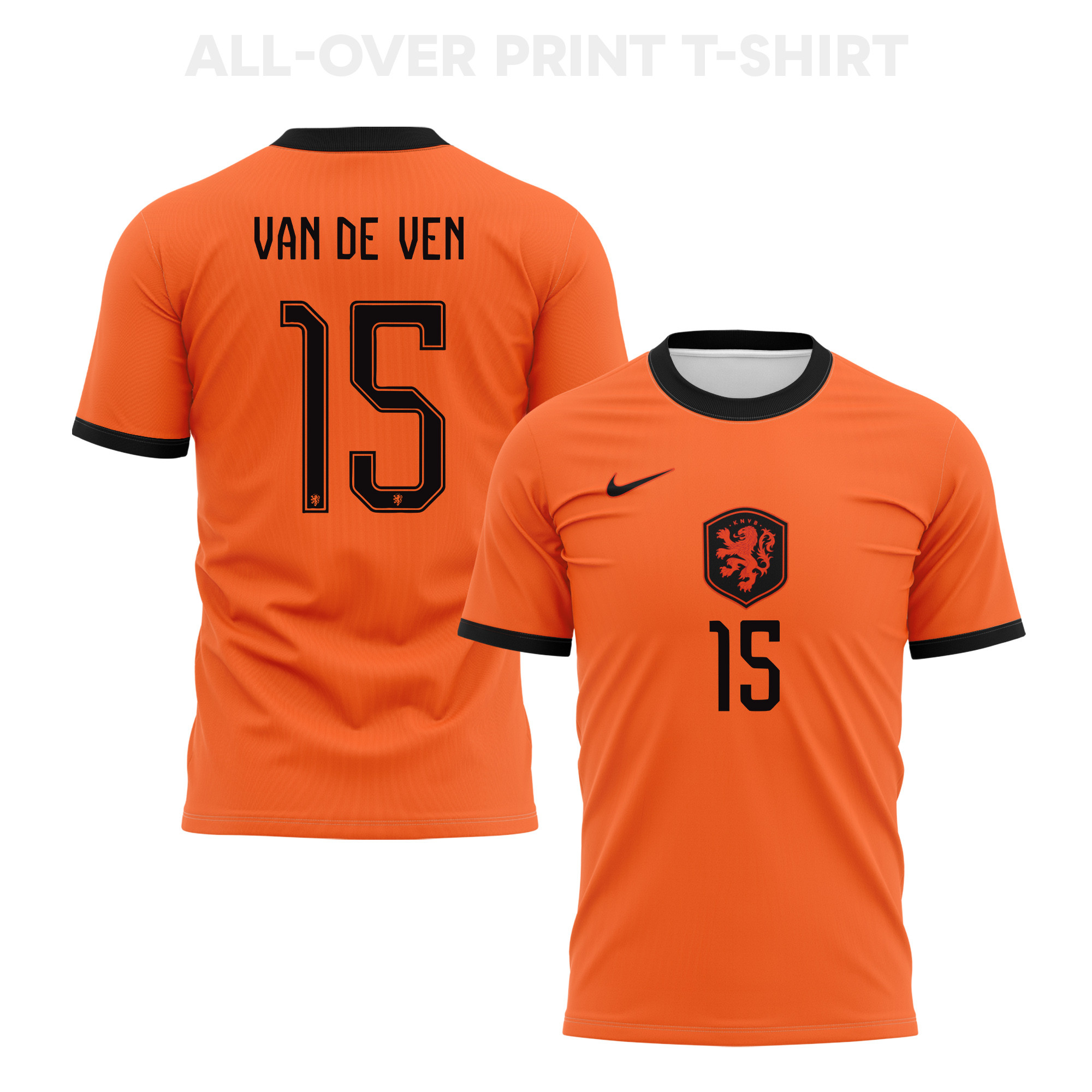 Micky van de Ven 15 Netherlands 2026 Home 3D T-Shirt Fully Printed – Unisex, Orange - Jersey Teams