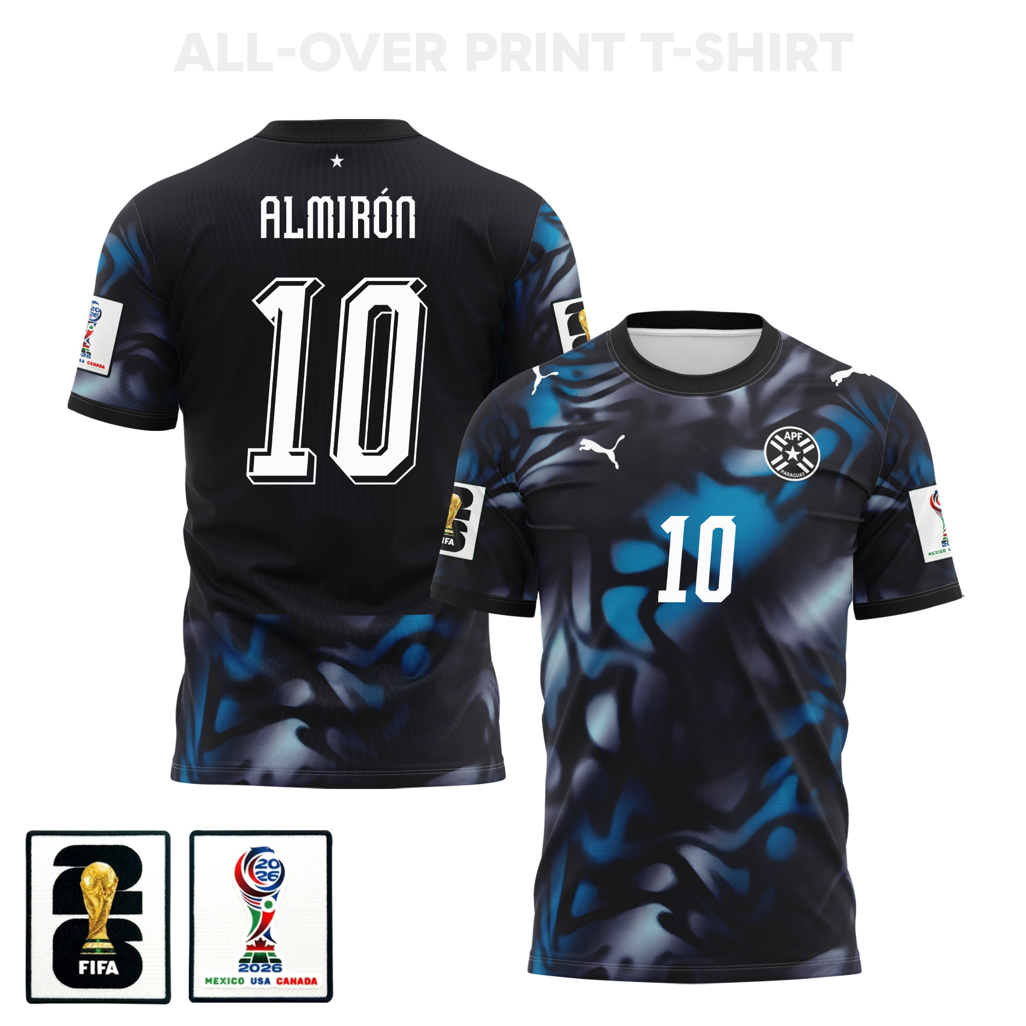 Miguel Almirón 10 Paraguay 2026 Away 3D T-Shirt Fully Printed – Unisex, Navy – Jersey Teams