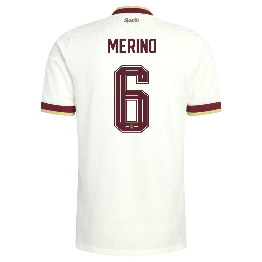 Mikel Merino 6 Spain National Team 2026 Away Jersey - White, Men - Jersey Teams