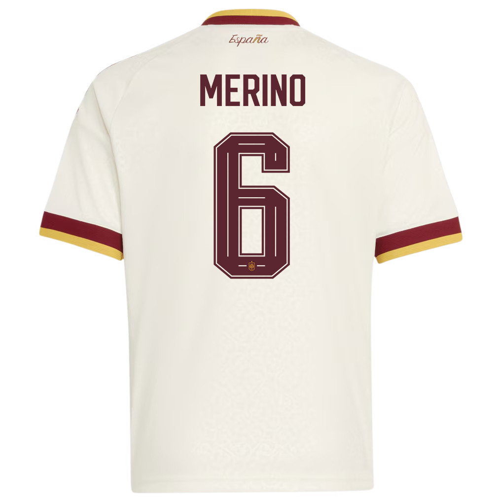 Mikel Merino 6 Spain National Team 2026 Youth Away Jersey - White - Jersey Teams