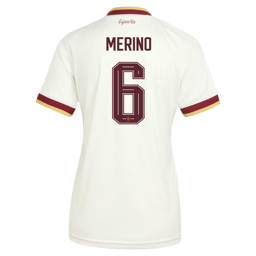 Mikel Merino 6 Women's Spain National Team 2026 Away Jersey - White - Jersey Teams