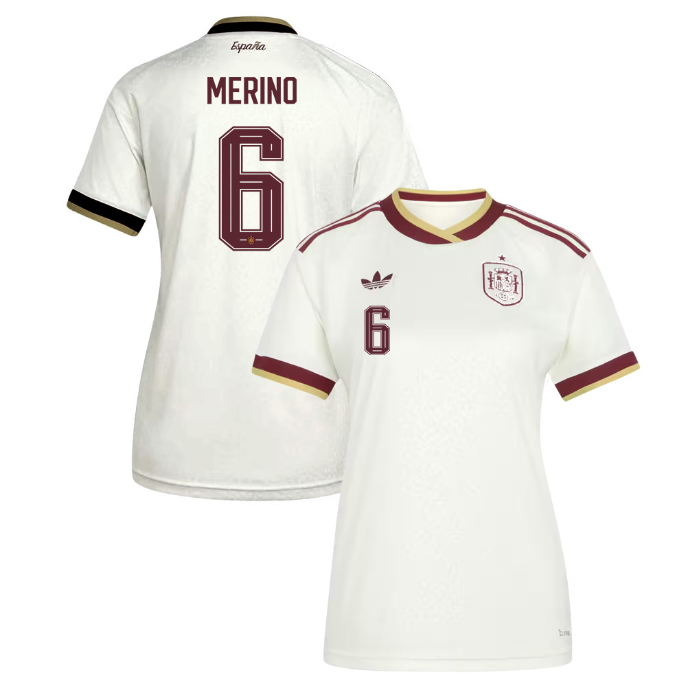 Mikel Merino 6 Women's Spain National Team 2026 Away Jersey - White - Jersey Teams