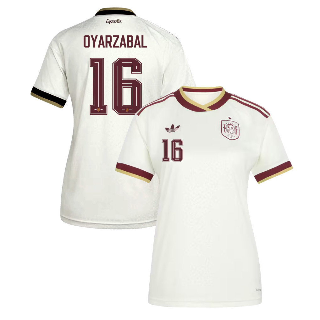 Mikel Oyarzabal 16 Women's Spain National Team 2026 Away Jersey - White - Jersey Teams