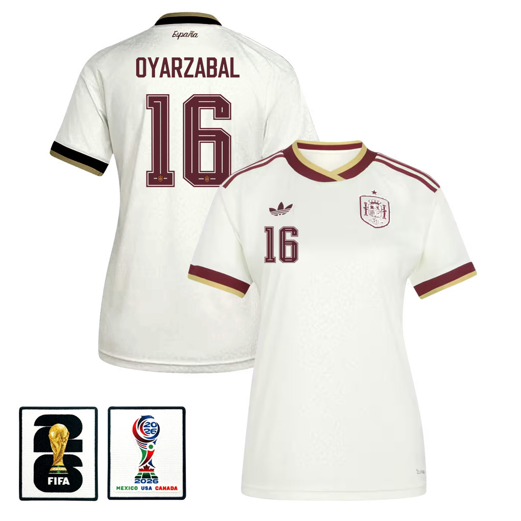 Mikel Oyarzabal 16 Women’s Spain National Team 2026 Away Jersey – White – Jersey Teams