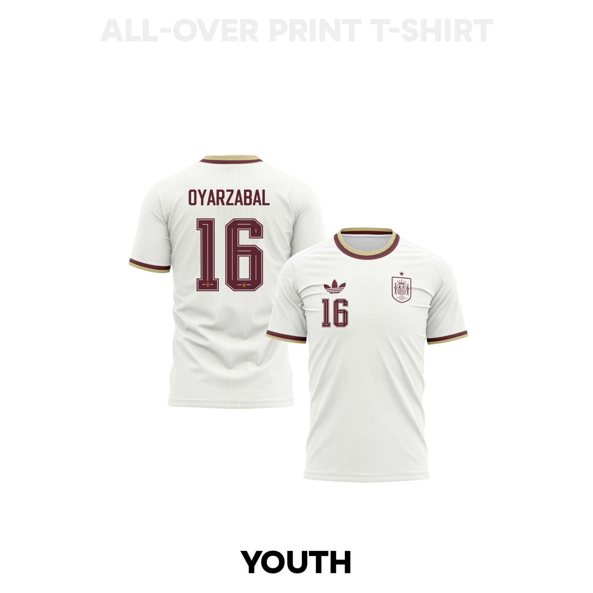 Mikel Oyarzabal 16 Youth Spain 2026 Away 3D T-shirt Fully Printed – White - Jersey Teams