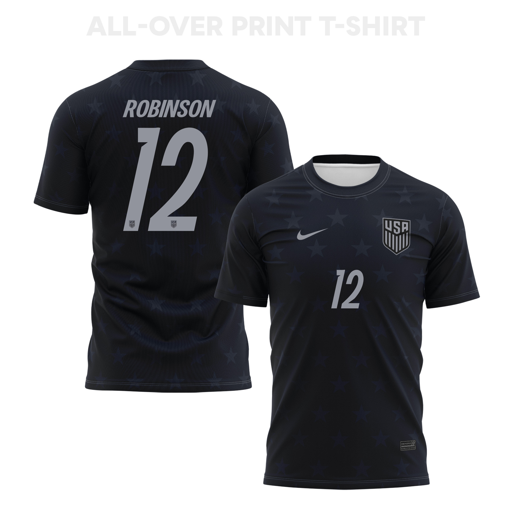Miles Robinson 12 USMNT 2026 Away 3D T-Shirt Fully Printed – Unisex, Black - Jersey Teams