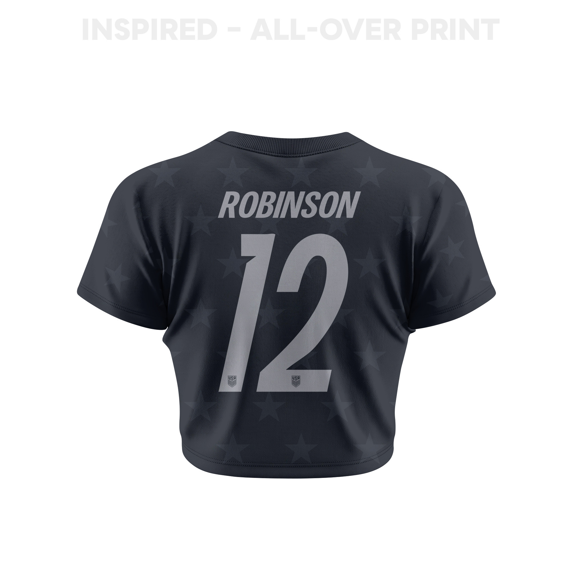 Miles Robinson 12 USMNT 2026 Women's Away All-Over Print Cropped Jersey - Black - Jersey Teams