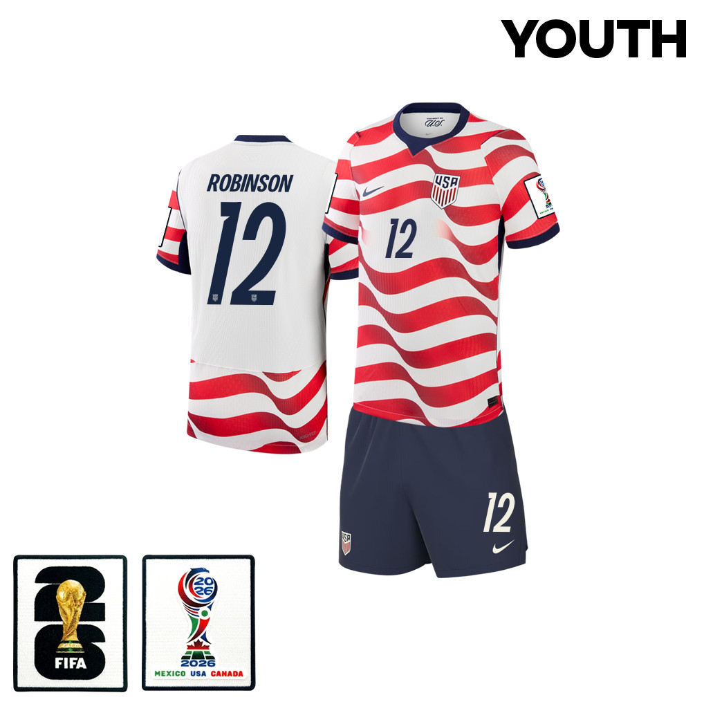 Miles Robinson 12 USMNT 2026 YOUTH Home Jersey & Shorts Set - Jersey Teams