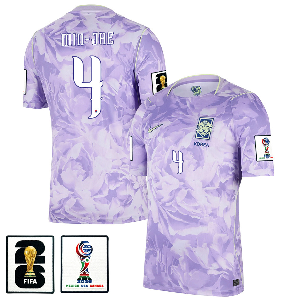 Min-Jae Kim 4 South Korea National Team 2026 x World Cup Patch Away Jersey - Men, Purple - Jersey Teams